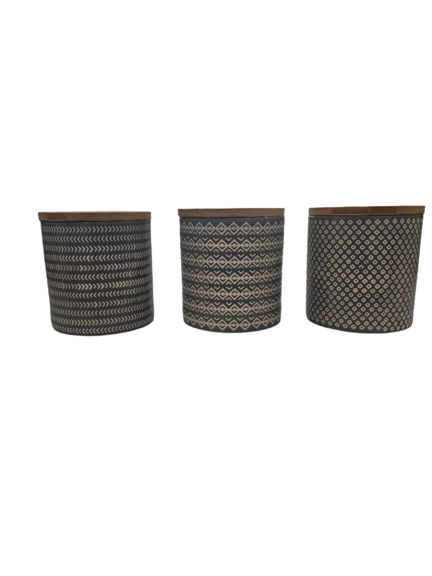 George Home Ceramic Grey Geo 3 Piece Canister Set