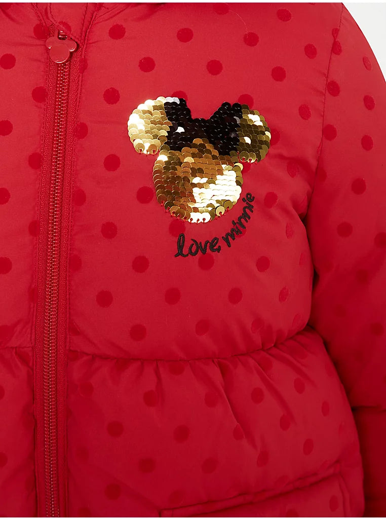 Disney Minnie Mouse Red Polka Dot Padded Coat and Mittens