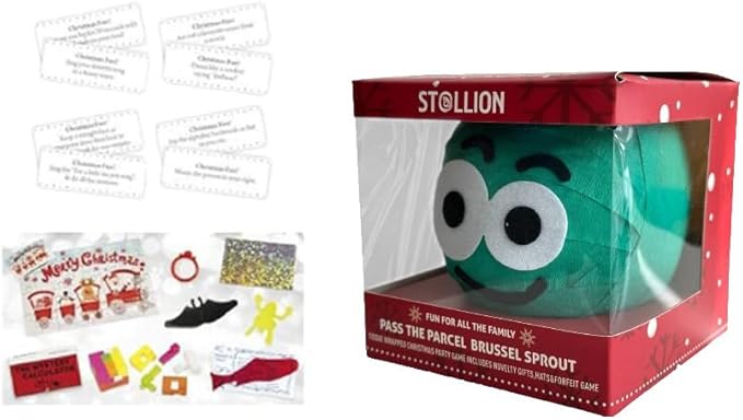 St@llion Christmas Pass the Parcel Peel & Reveal Game, Brussel Sprout Novelty Family Xmas Decoration Party 24 Novelty Prizes and Gifts Great for Fun (Pack of 1)