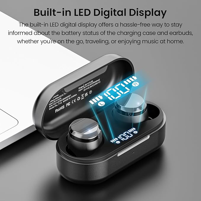 Tozo T12 Wireless Earbuds Bluetooth 5.3 Headphones