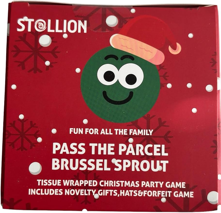 St@llion Christmas Pass the Parcel Peel & Reveal Game, Brussel Sprout Novelty Family Xmas Decoration Party 24 Novelty Prizes and Gifts Great for Fun (Pack of 1)