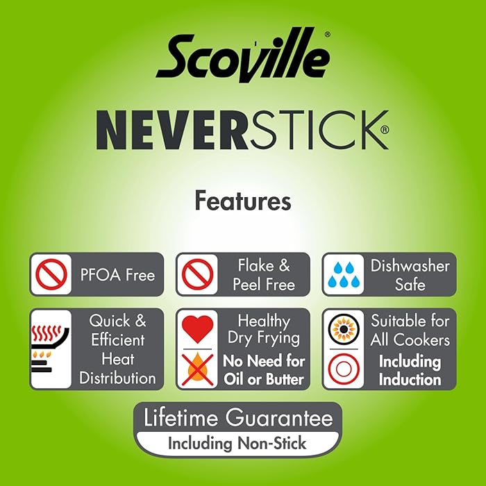 Scoville NEVERSTICK 32cm Non-Stick Stock Pot with Lid ? 8L, Induction-Safe, Dishwasher-Safe, PFOA-Free, Black