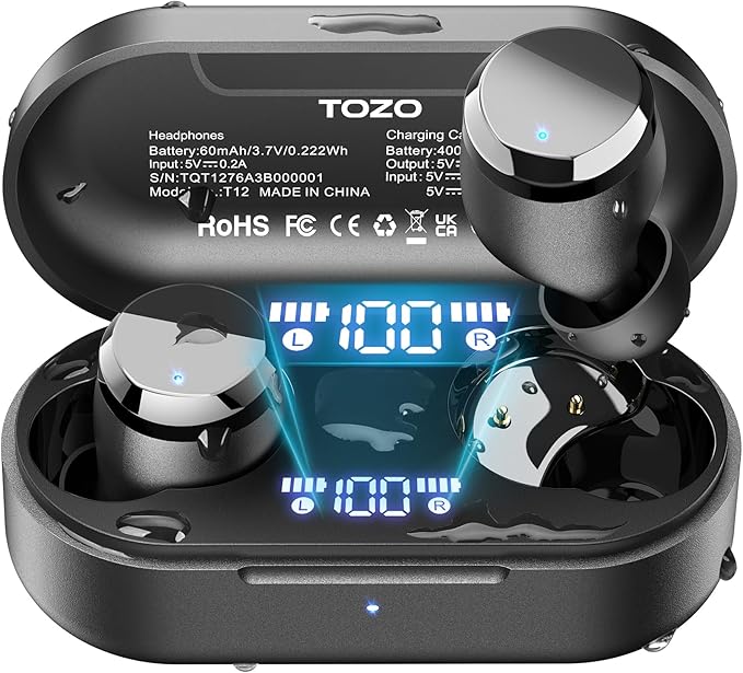 Tozo T12 Wireless Earbuds Bluetooth 5.3 Headphones