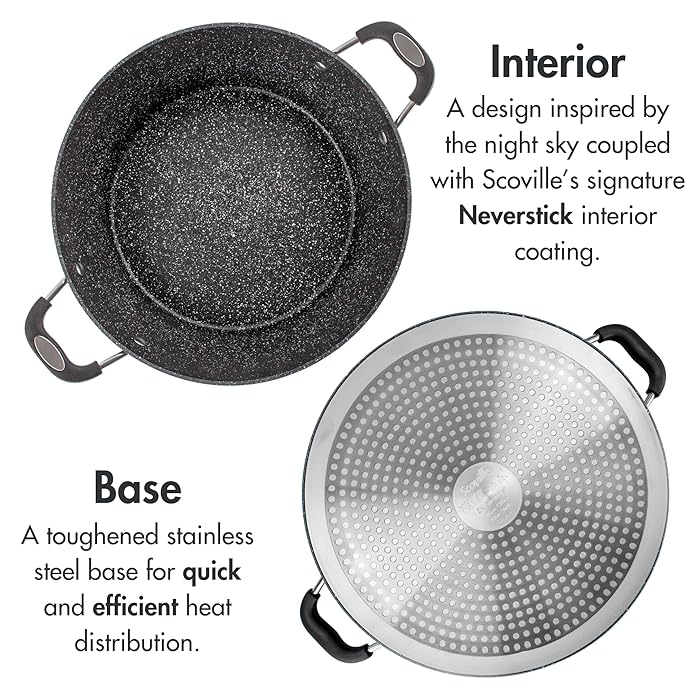 Scoville NEVERSTICK 32cm Non-Stick Stock Pot with Lid ? 8L, Induction-Safe, Dishwasher-Safe, PFOA-Free, Black