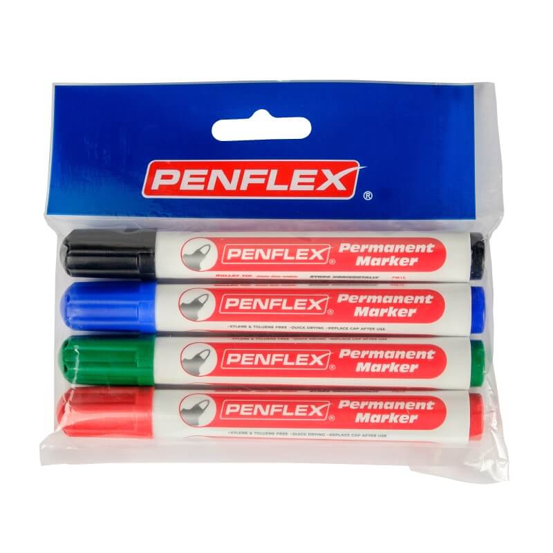 PM15 Permanent Marker Bullet Tip Pouch of 4 ? Assorted