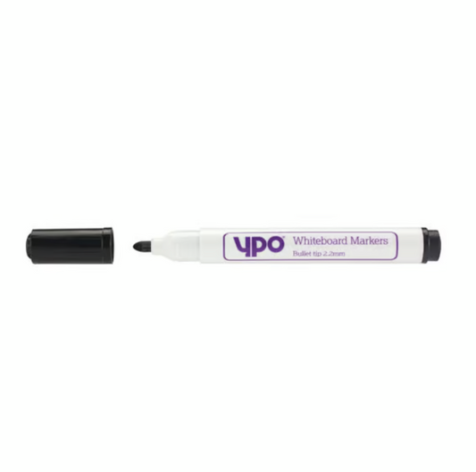 YPO Drywipe Marker Bullet Tip Black Pack of 10