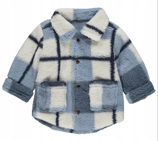 George Blue Checked Fleece Shacket Size 12-18 Months