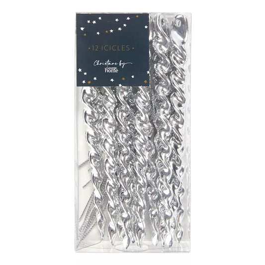 George Home Christmas Silver Icicles - 12 Pack