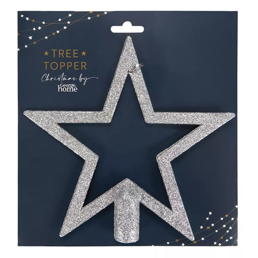 George Home Silver Glitter Tree Topper