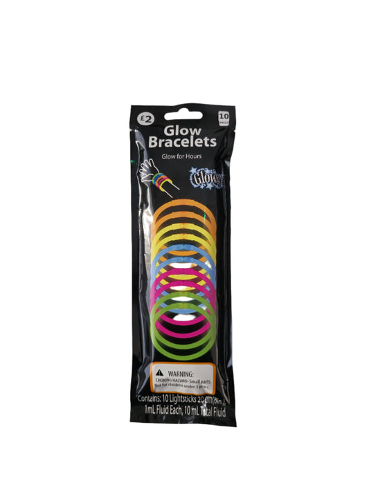 Glow Bracelets - Pack of 10 Lightsticks (20 cm) for Halloween Parties