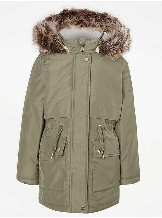 George Khaki Hooded Parka Jacket Size 7-8 Years