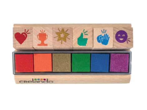 Creative Wooden Stamp Set with Ink Pad by Crelando