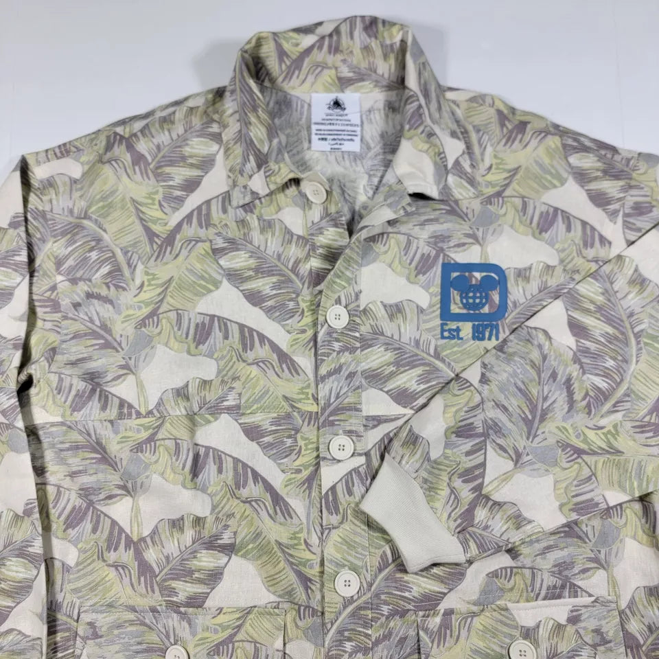 Disney World Spirit Jersey Men's Linen Blend Button Down Hawaiian Shirt XXL