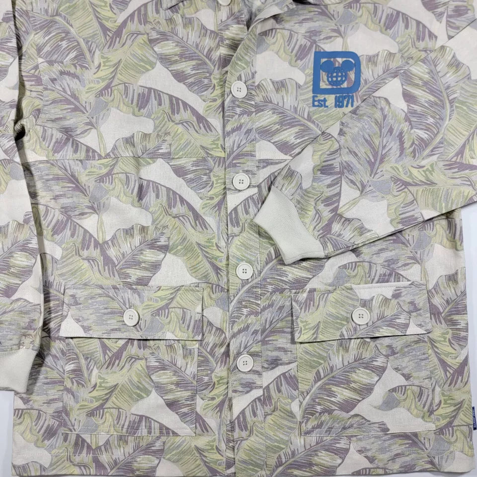 Disney World Spirit Jersey Men's Linen Blend Button Down Hawaiian Shirt XXL